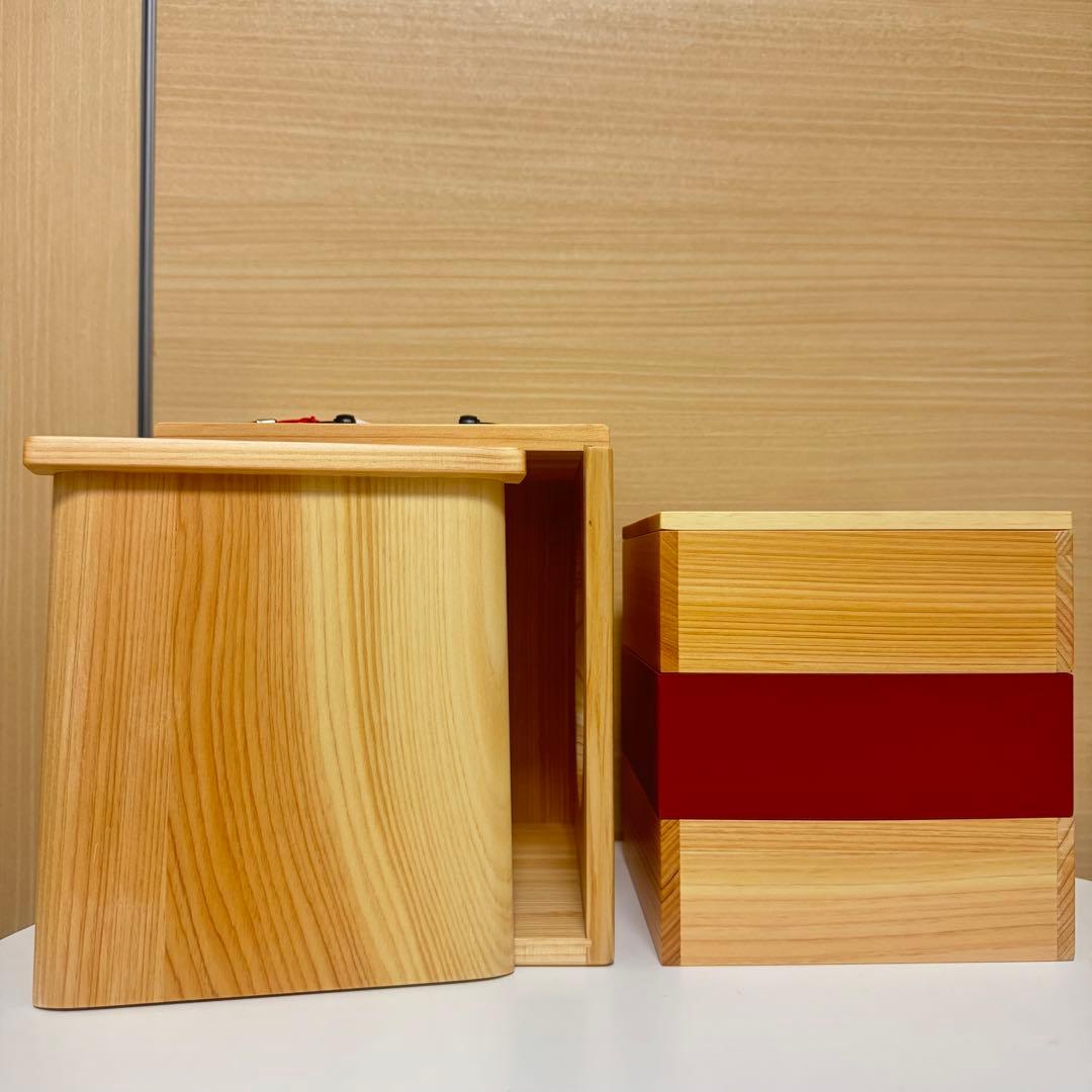 未使用　遊山箱　弁当箱　木製重箱　三段重　重箱