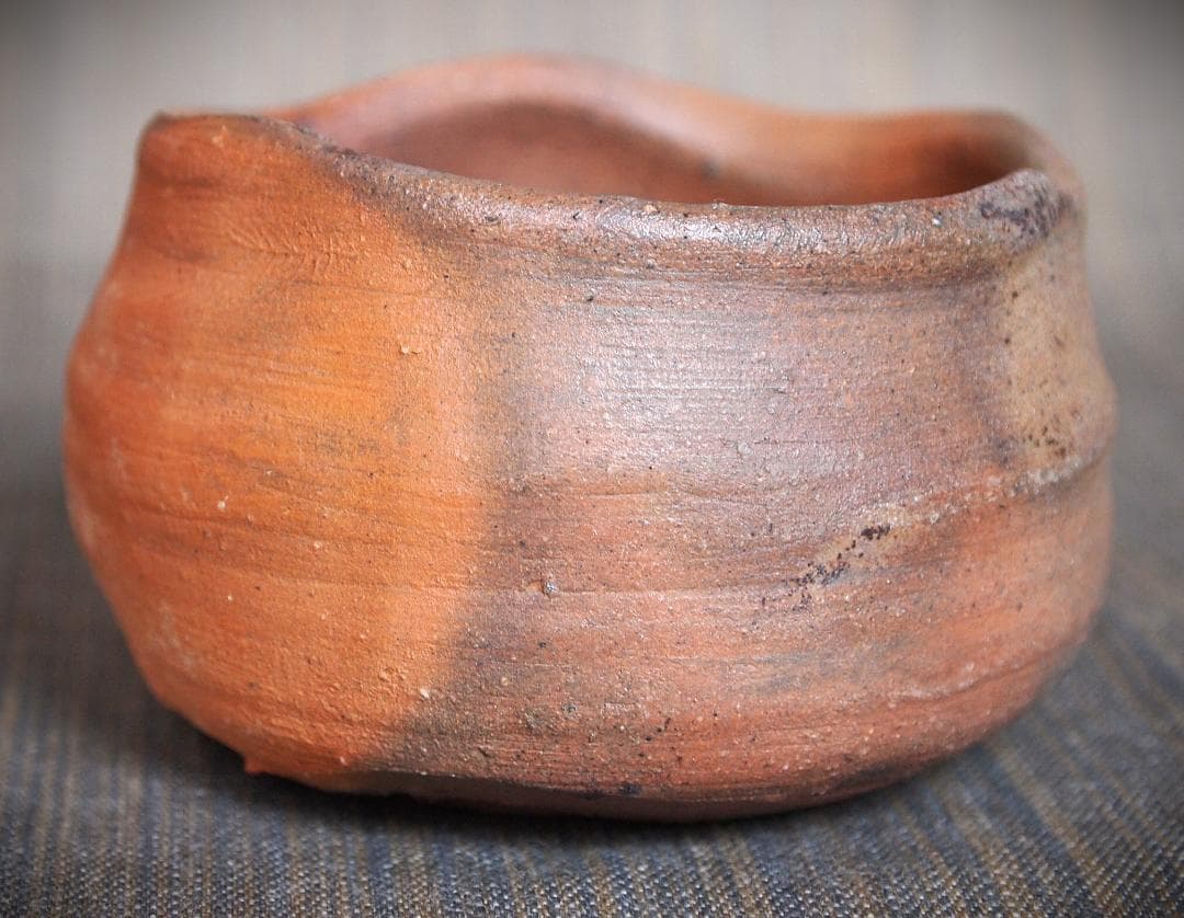 人気作家★中村和樹【師：中村真・中村六郎】★備前【窯変】ぐいのみCC★共箱・布