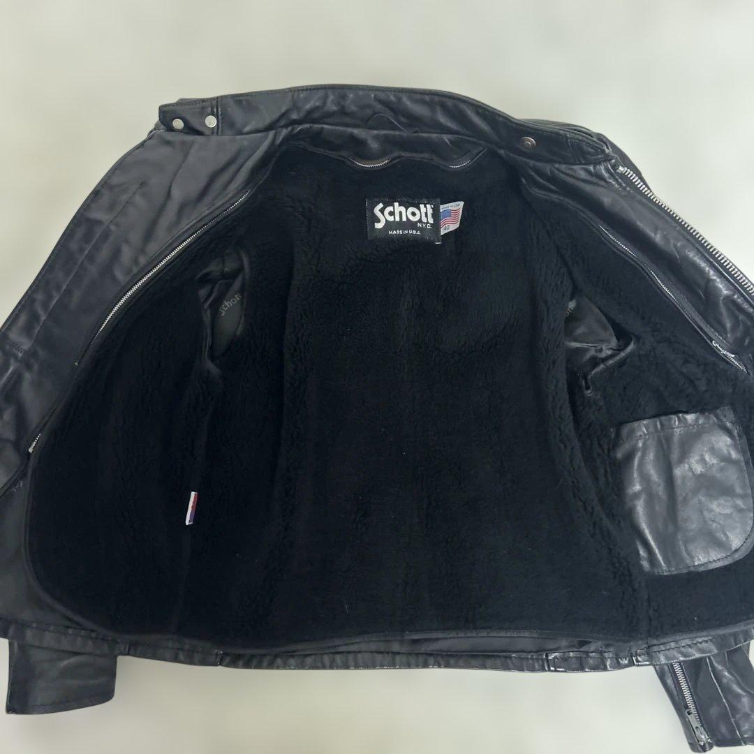 【美品】ショット SCHOTT レザー　ライダース　141 ブラック　サイズ40