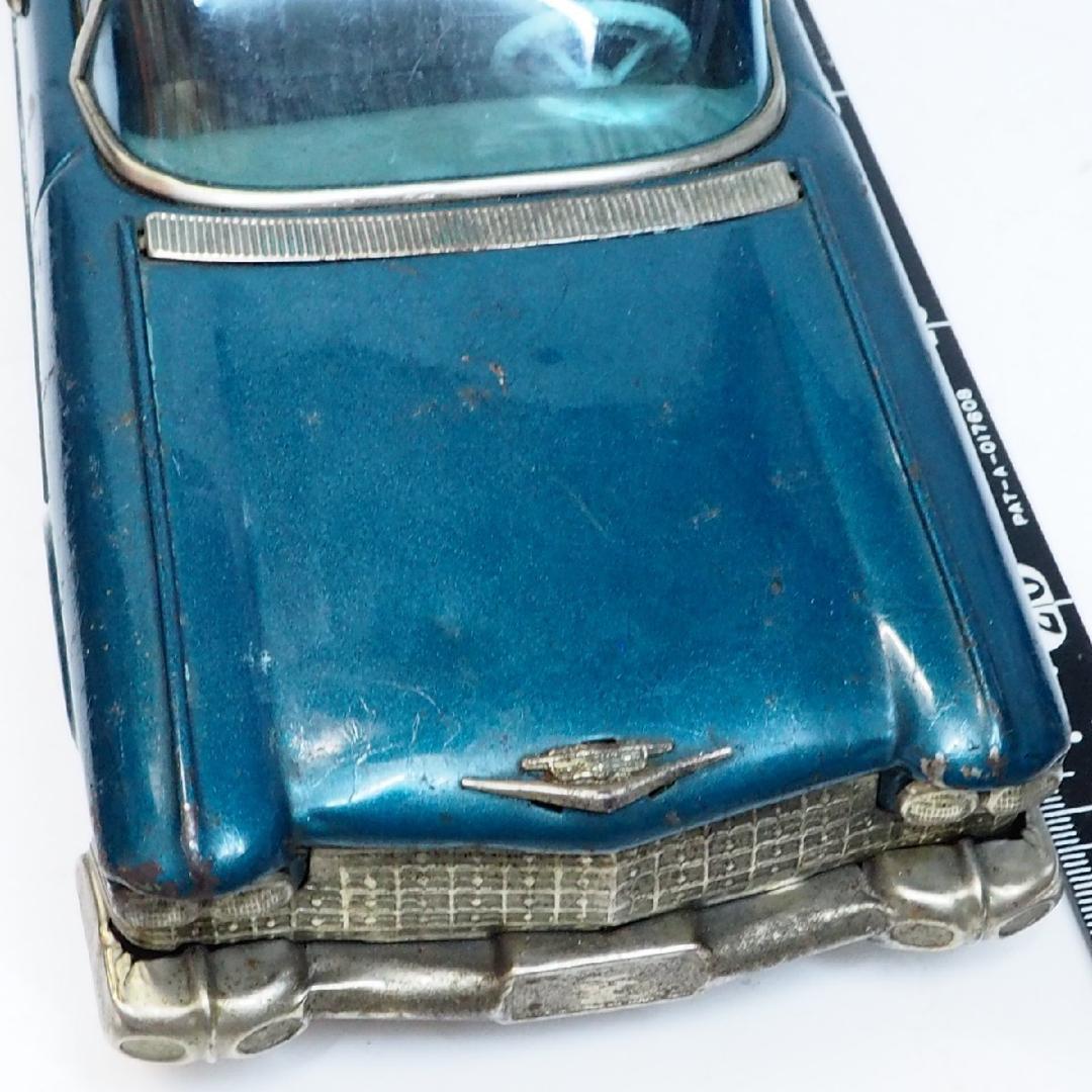 萬代屋 60'sキャデラック セダン 大サイズ青緑tinブリキtoy car箱無