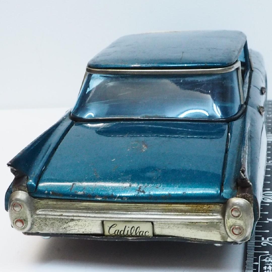 萬代屋 60'sキャデラック セダン 大サイズ青緑tinブリキtoy car箱無