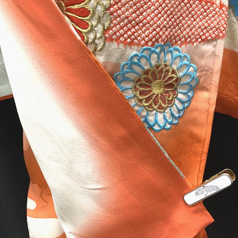 504ag64□七五三 七歳 セミアンティーク 女児 着物&袋帯 銀彩 菊□