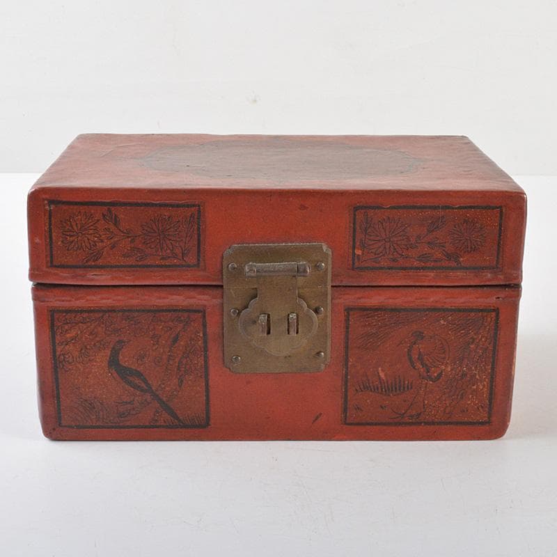 中国　漆塗　花鳥図　印材箱　小物入　C　R6454