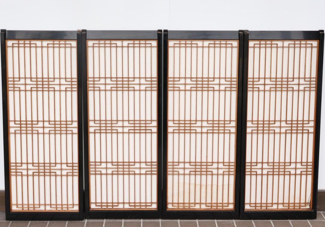 BK193　高級建具　井波彫刻 濱坂中義 作　書院　欄間　水鳥に庭園の図