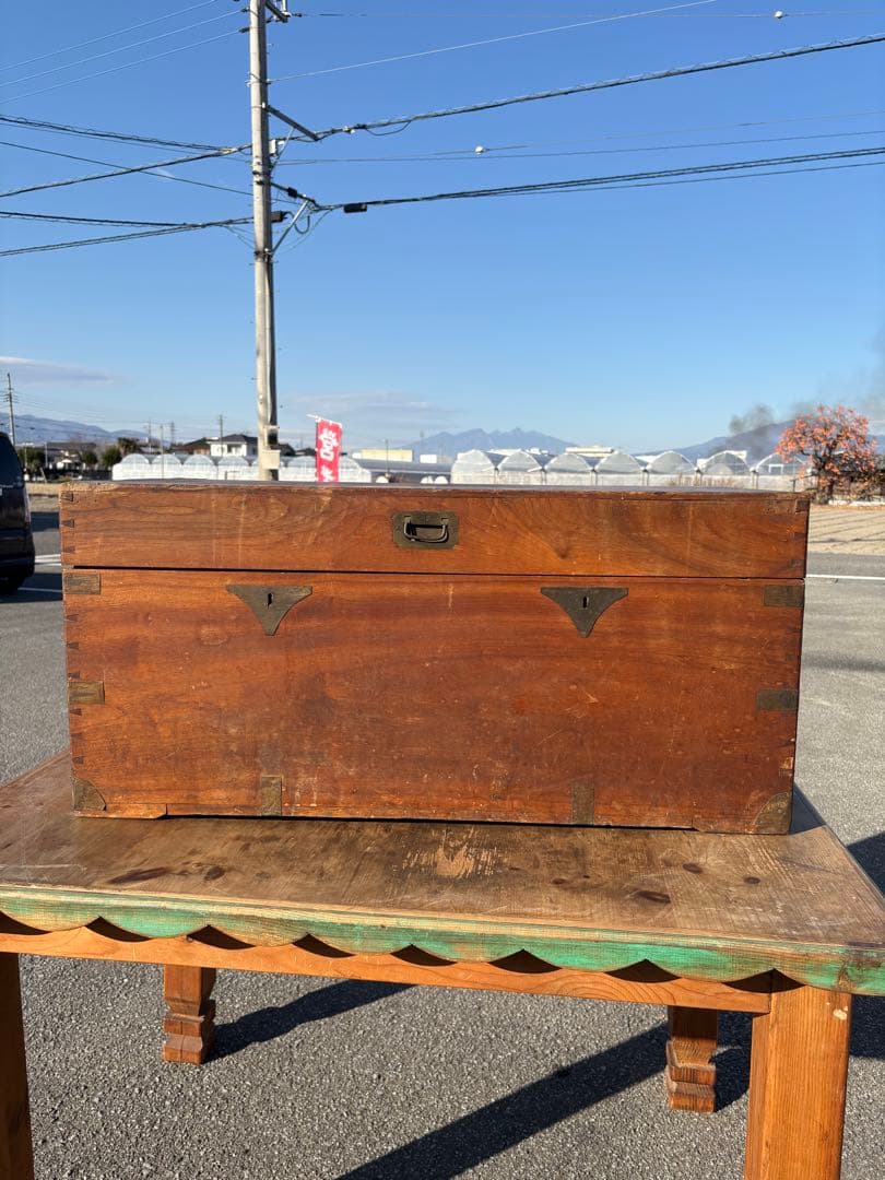 レトロ　アンティーク　木製トランク　トランク　木箱　船トランク