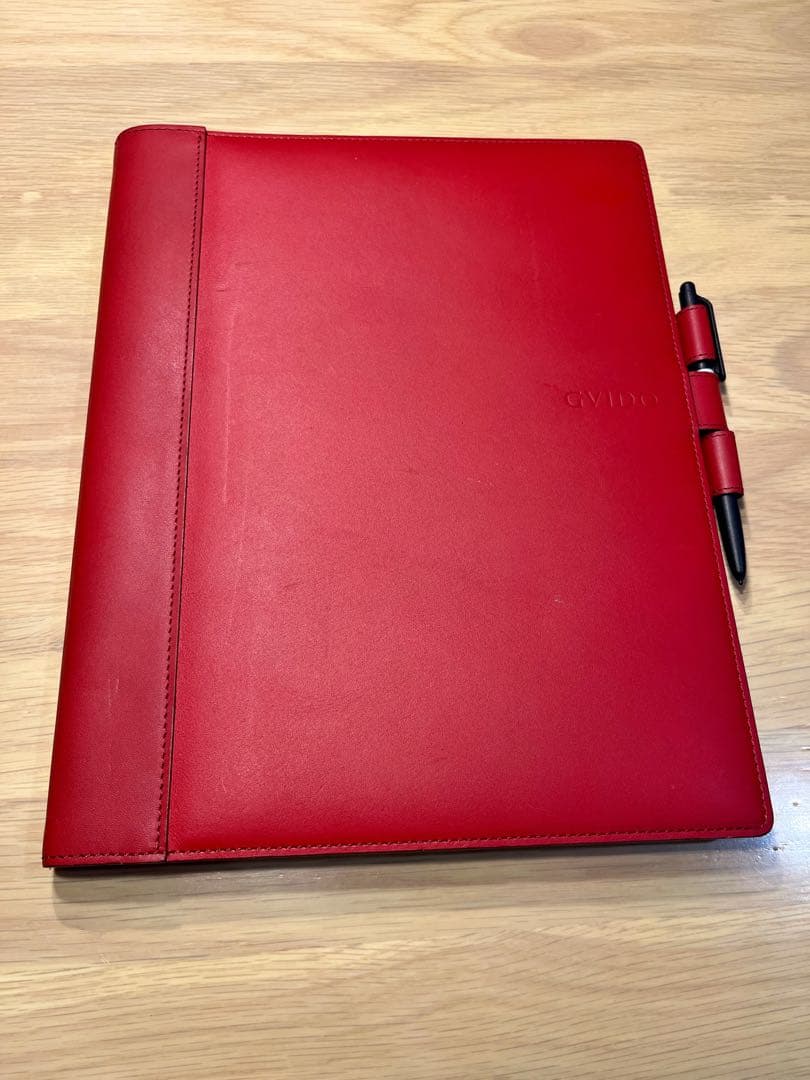 GVIDO（グイド）　牛革カバーレッド　2画面電子ペーパー端末