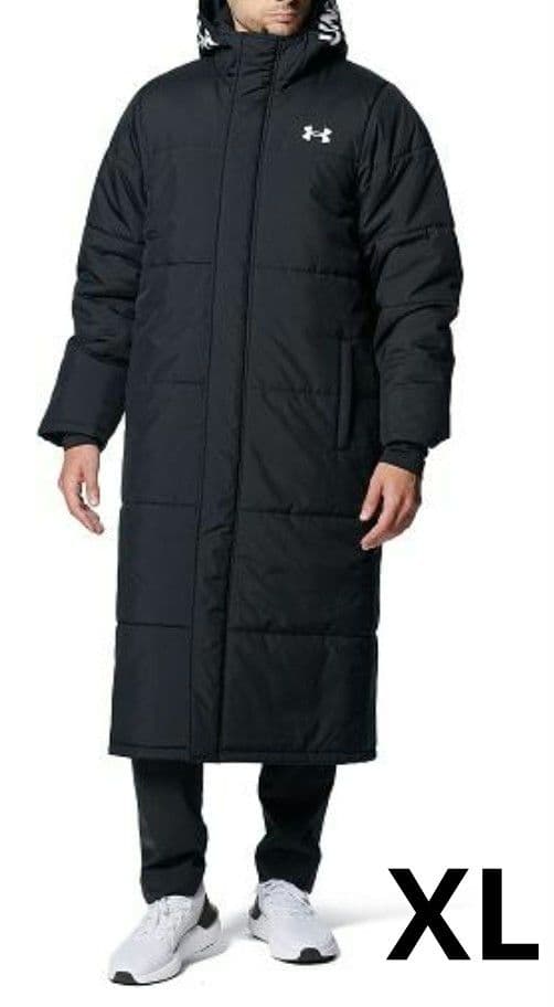 美品 アンダーアーマー ベンチコート ロングコート XLブラック 黒