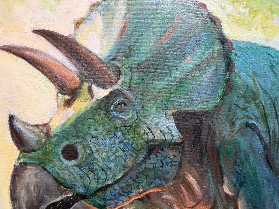 迫力！F 20号トリケラトプス油彩画