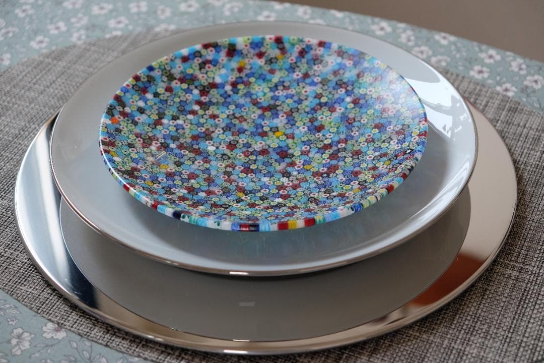 ベネチアンガラス ヴェネチアンガラス ミルフィオリ プレート グラス 江波冨士子