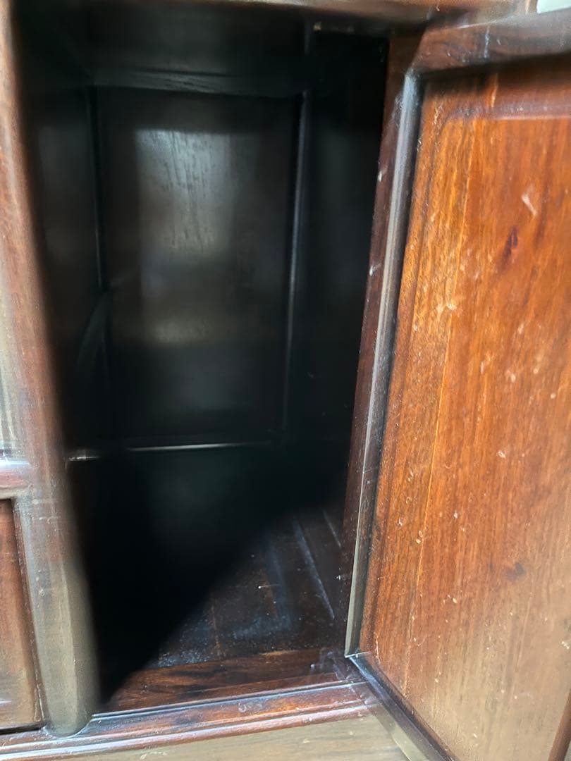 K186 唐木家具　彫刻　茶棚　アンティーク