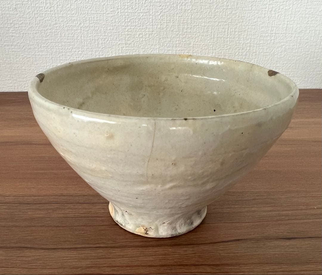 珍品 李朝粉引茶碗 布袋 箱有 掘り出し物