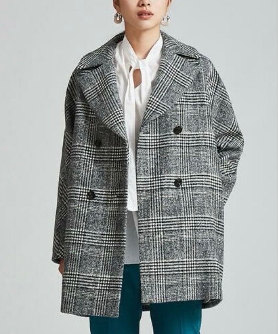 ★美品★TOMORROWLAND ブロークングレンチェック ダブルブレストコート