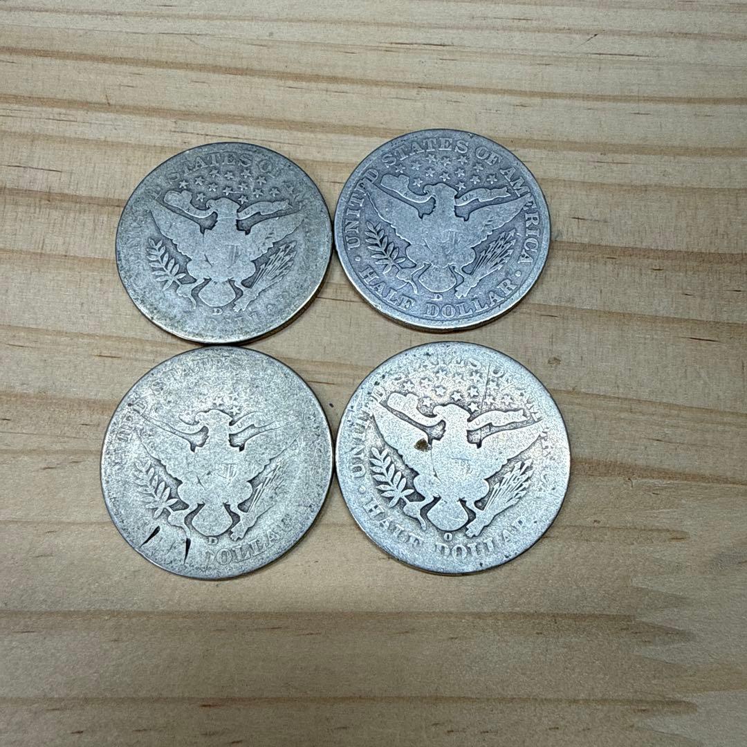 1906年 アメリカ バーバー ハーフダラー 4枚セット