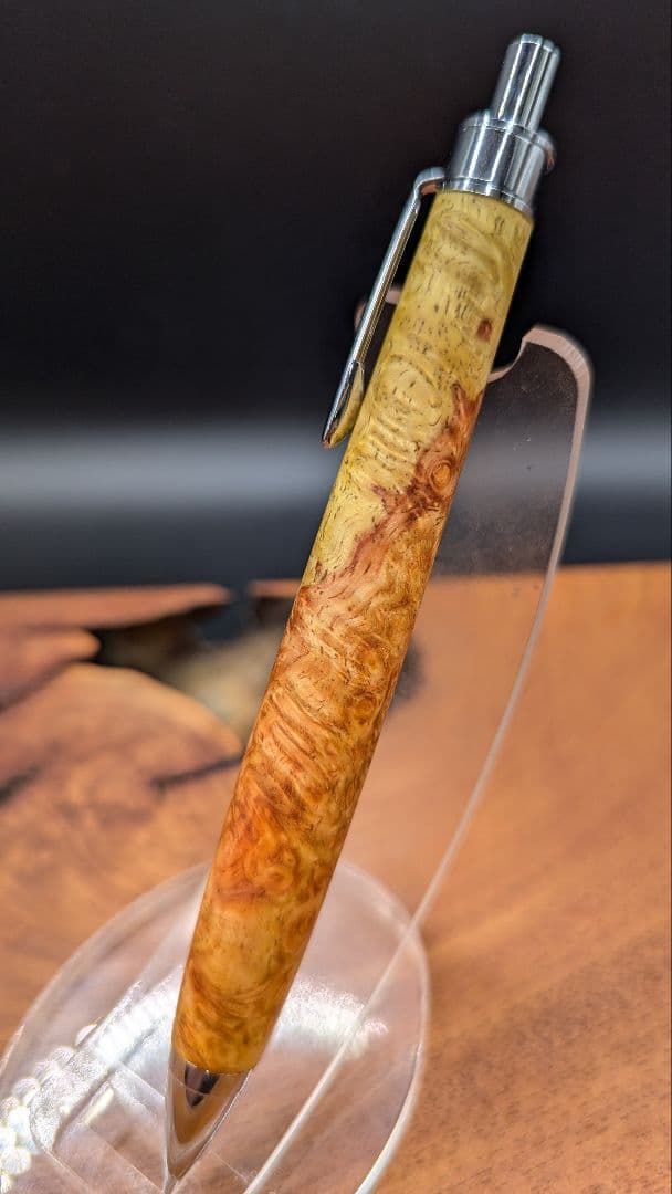 604極上　本花梨　紅白　瘤杢　木軸シャーペン　ボールペン