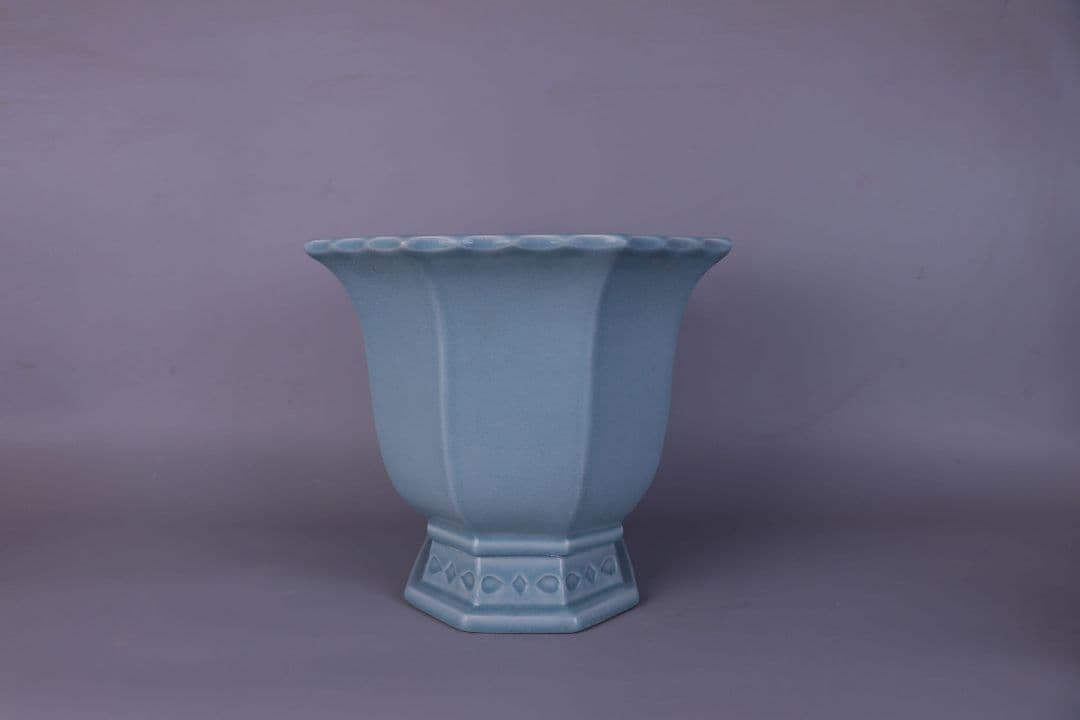 藍釉開片八方鉢 盆栽 多肉菖蒲盆栽 植木鉢 景德镇 装饰品 工艺品 置物