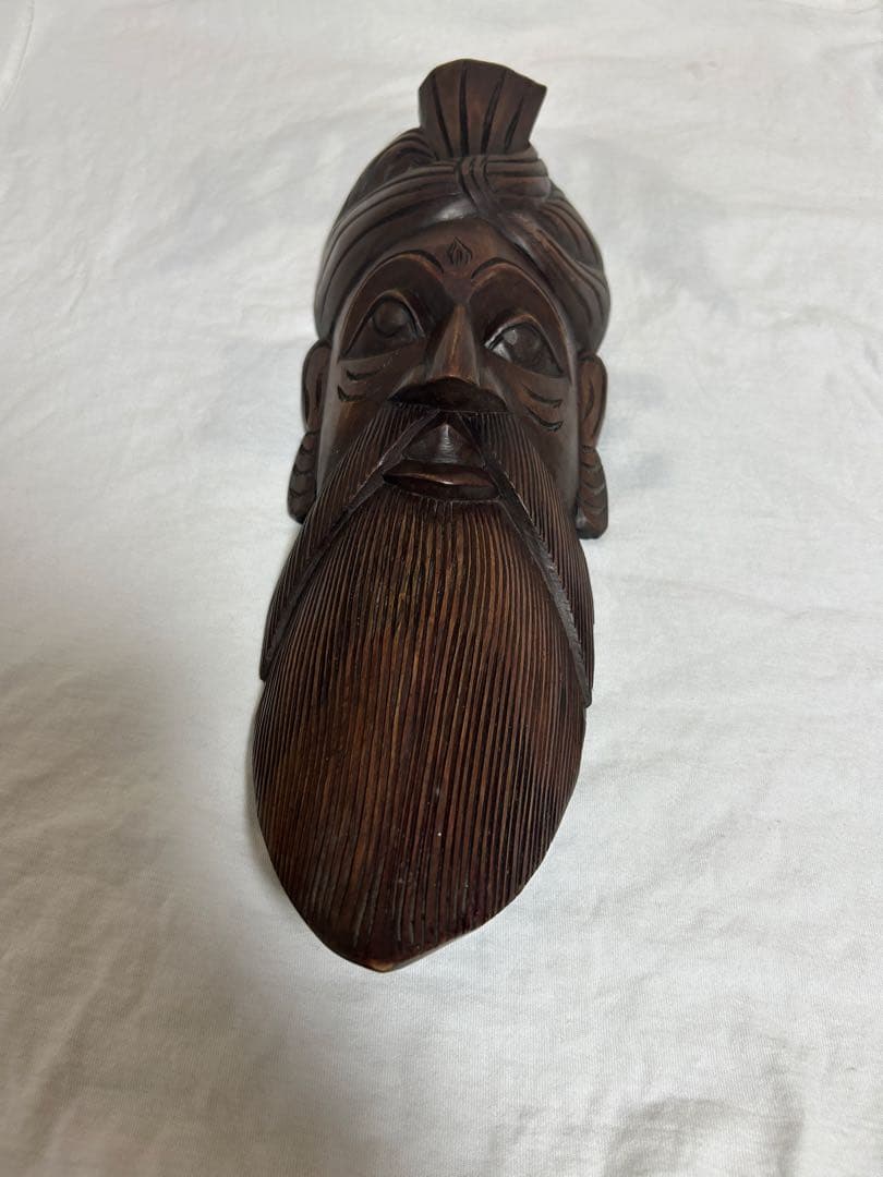 木製彫刻 お面 男性の顔