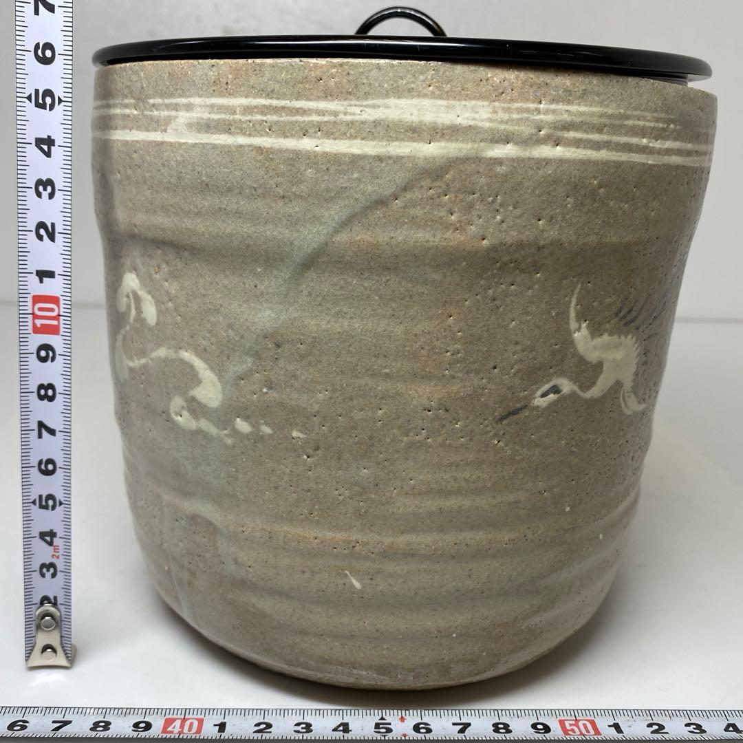 ☆茶3 廣州窯　白泥象嵌　水指　高さ約16cm 東N7-1025②