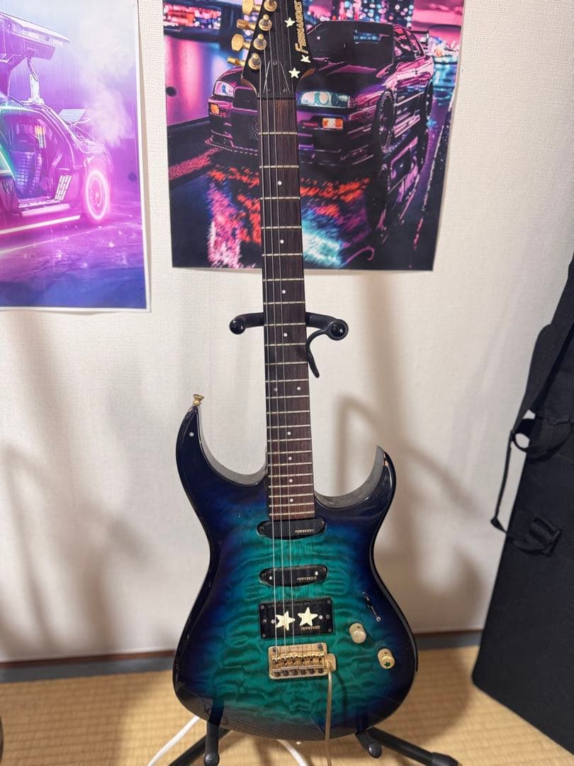 青緑色 エレキギター fernandes