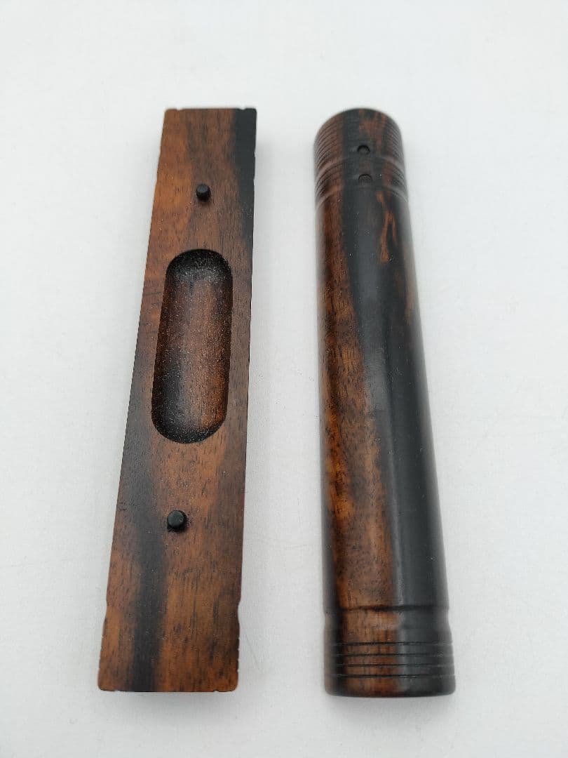 a830 【新品・未使用】香合 黒柿 横笛 角出俊平 木箱 加賀 山中 茶道具