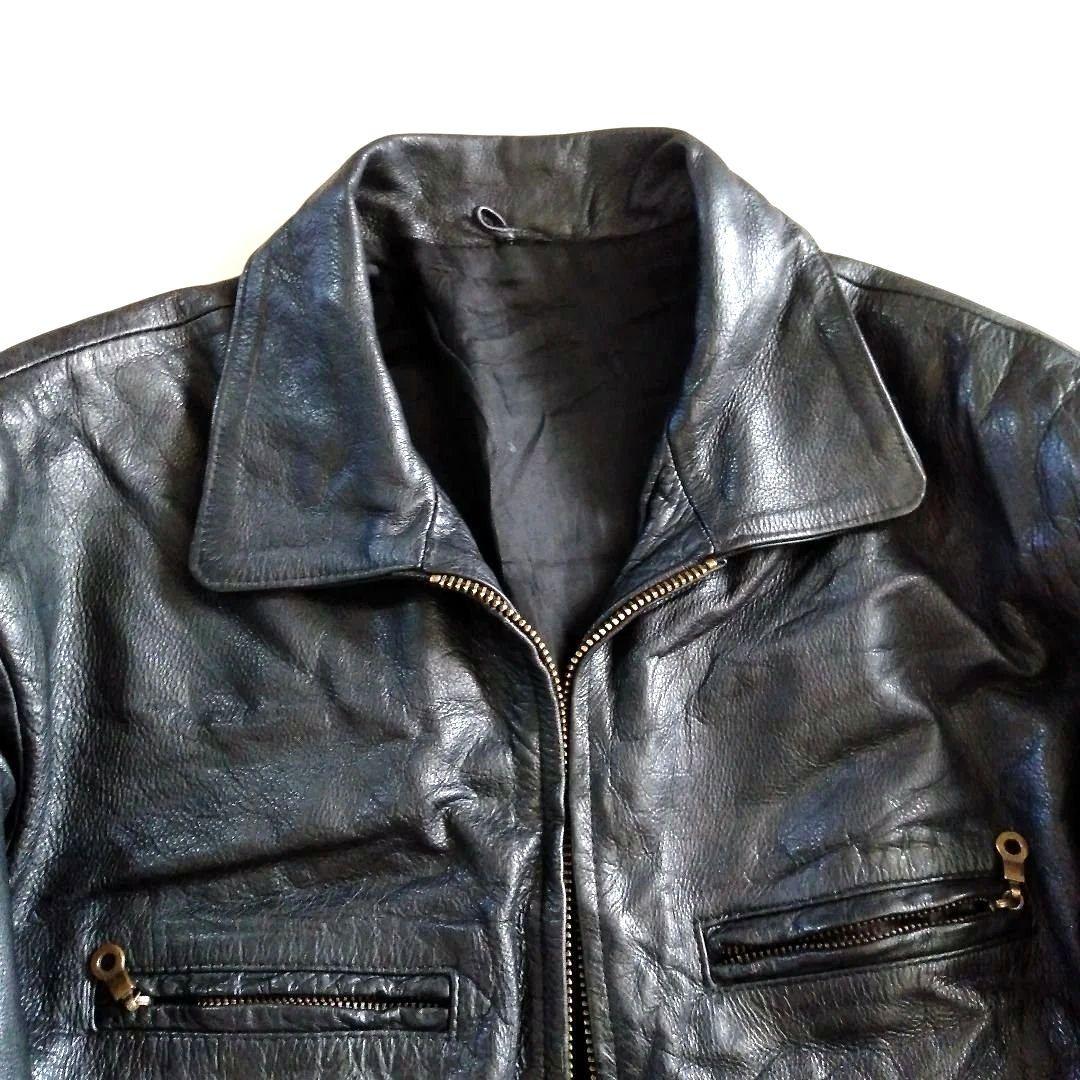 Vintage Euro シングルライダース レザージャケット カーコート