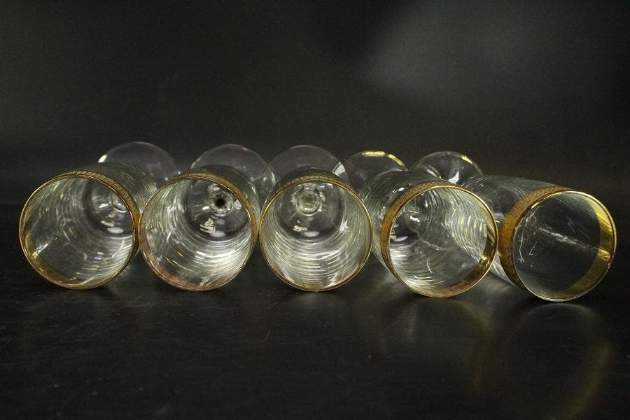 アンティーク 金彩ガラス カップ 五客(ZE608)