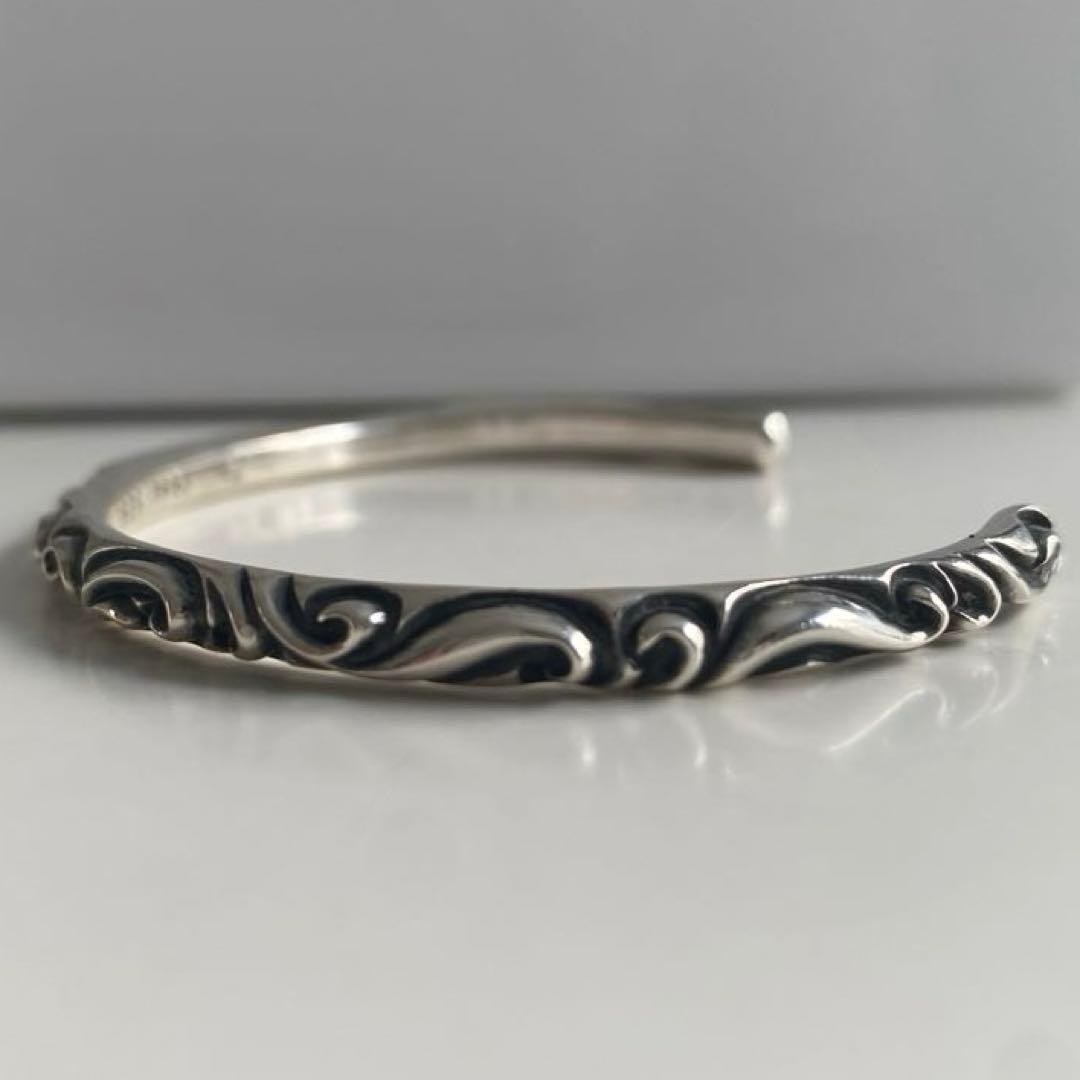 クロムハーツ スクロールバンドシルバーブレスレット　鑑定済み