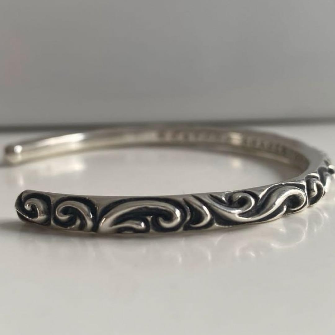 クロムハーツ スクロールバンドシルバーブレスレット　鑑定済み