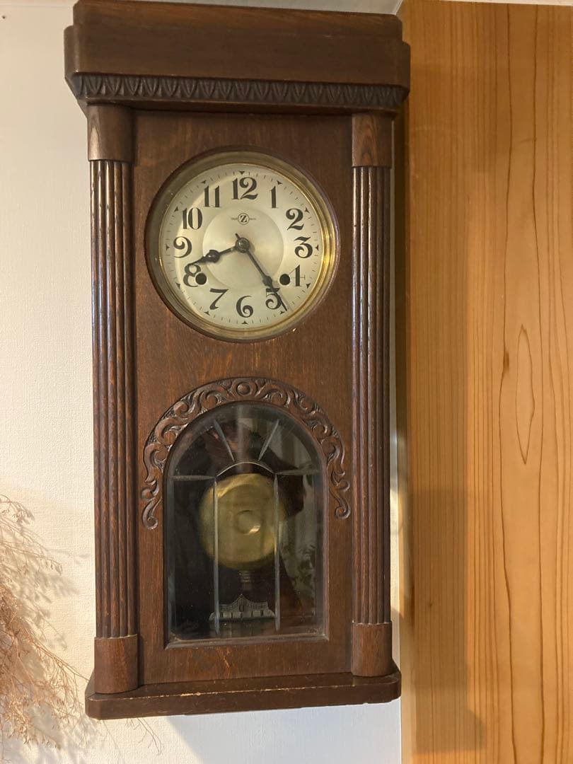 昭和レトロ　愛知時計 ゼンマイ式振り子時計 稼働品　3面ガラス