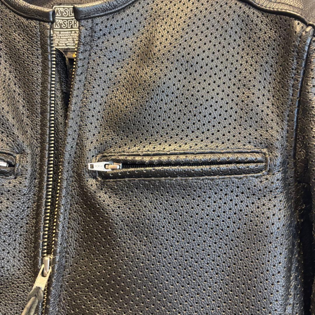 【KADOYA】ブラックレザーシングルライダースジャケット