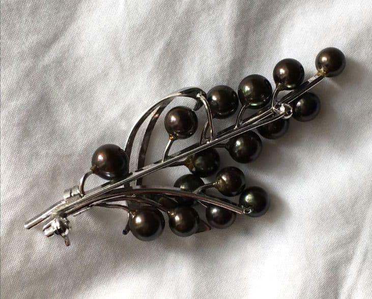 ビンテージ　黒真珠　シルバー　ブローチ　SILVER　ブラックパール