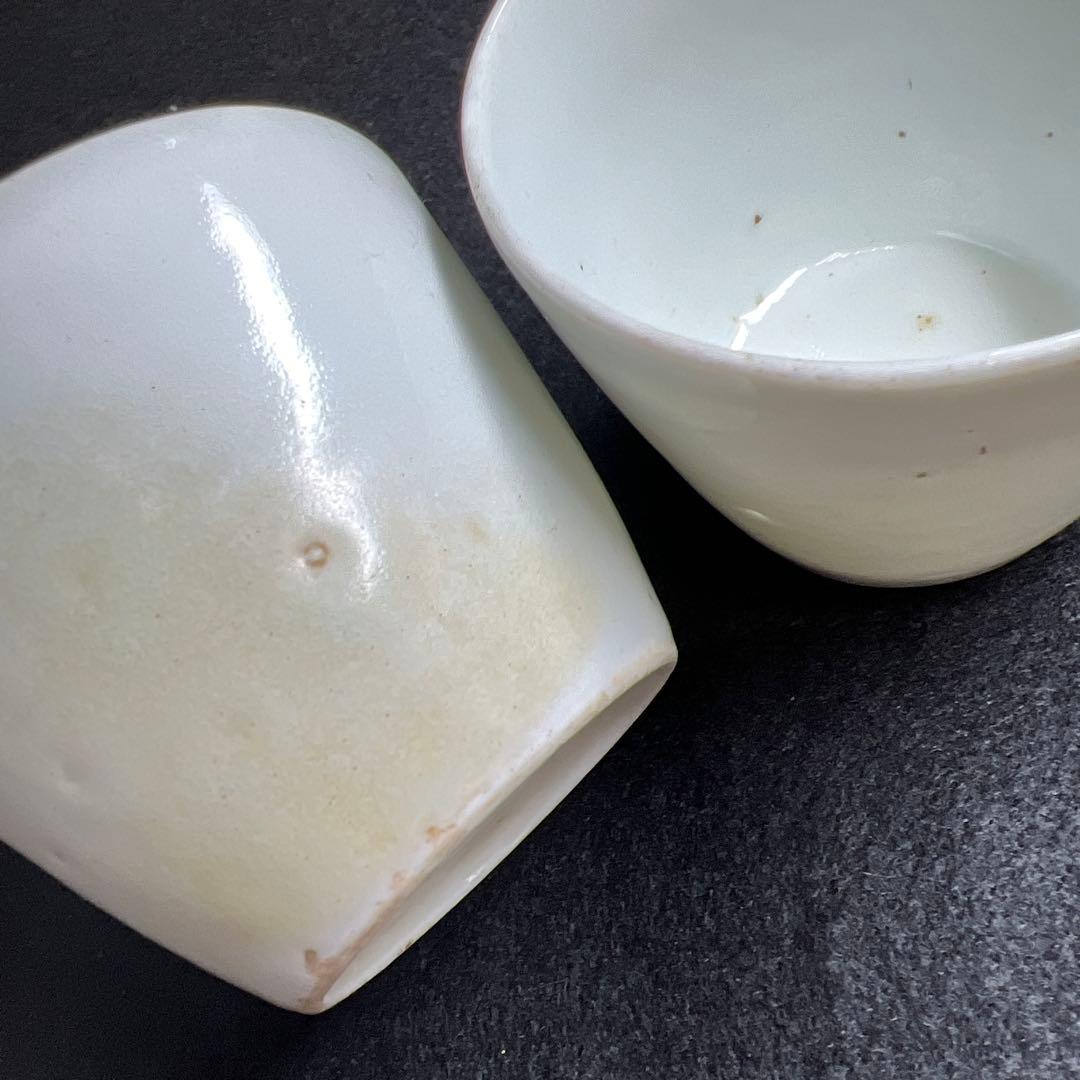 江戸中期　古伊万里白磁そば猪口7客　口径約7.5㎝　東Y8-0116☆2F