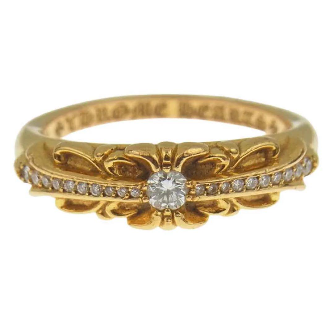 【訳あり】 CHROME HEARTS ベビークラシックフローラルクロスリング