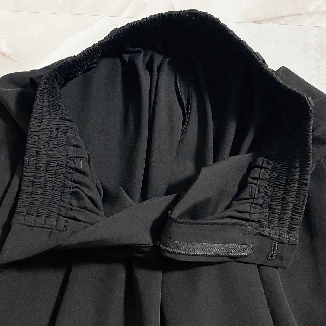 A17008 美品 ヨウジヤマモト 22AW ワイドギャザーイージーパンツ 黒1