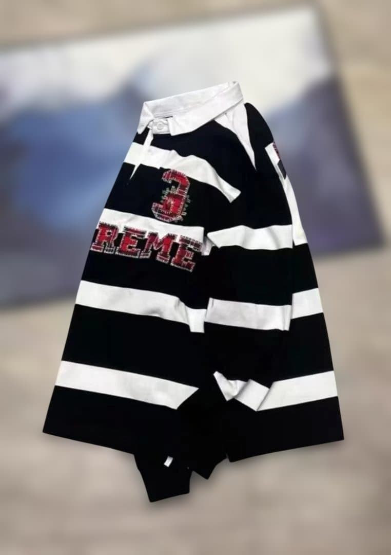 Supreme FW25 WEEK1 ストライプ ラグビーシャツ 美品 長袖