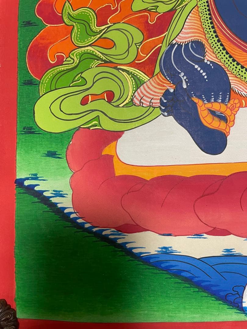 《 チベット密教　1点物 》 手描き　曼荼羅　マハーカーラ　大黒　仏教　密教　⑤