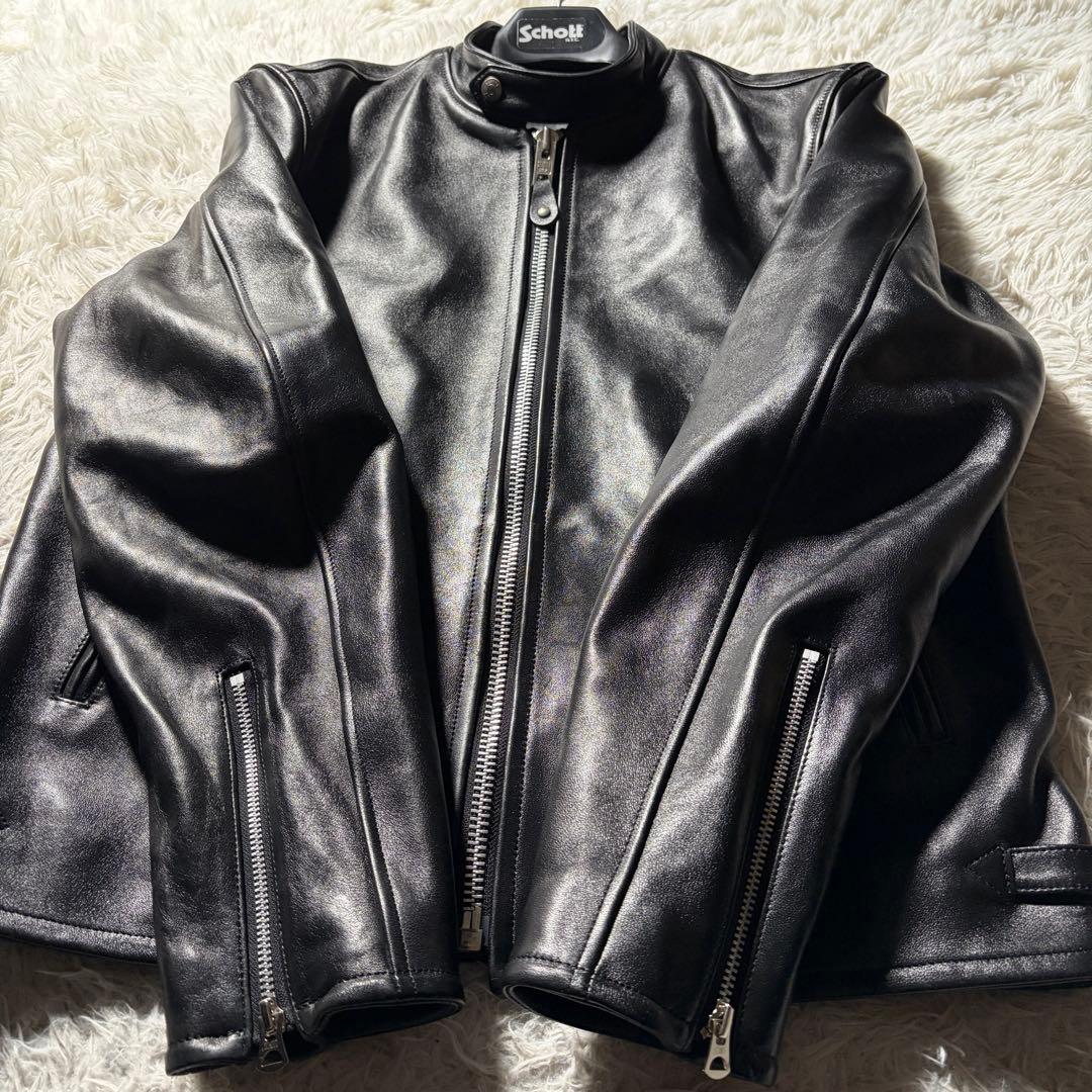 ウ*マ様 極美品/XL✨Schott ライダースジャケット シングル　羊革　黒