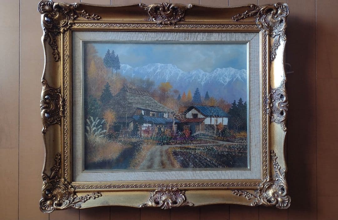 諸沢吉美　1986年　北信濃風景 油彩　F6 額装あり。