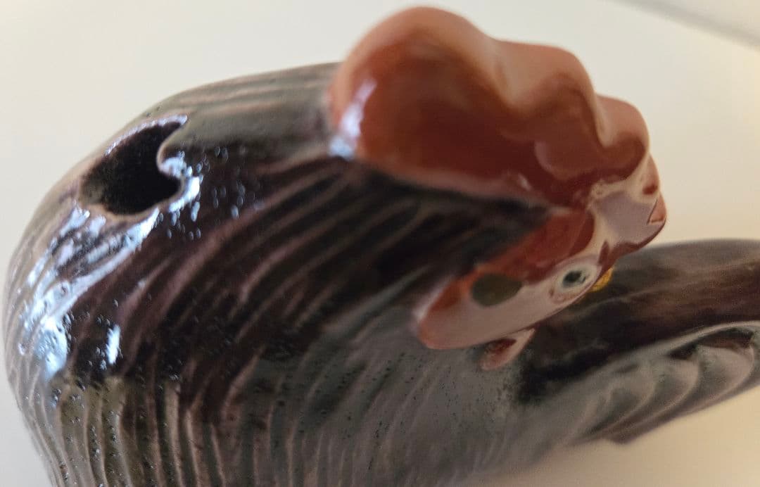 鶏(楽) 香炉 川崎和楽造 　 紙製共箱付 京焼