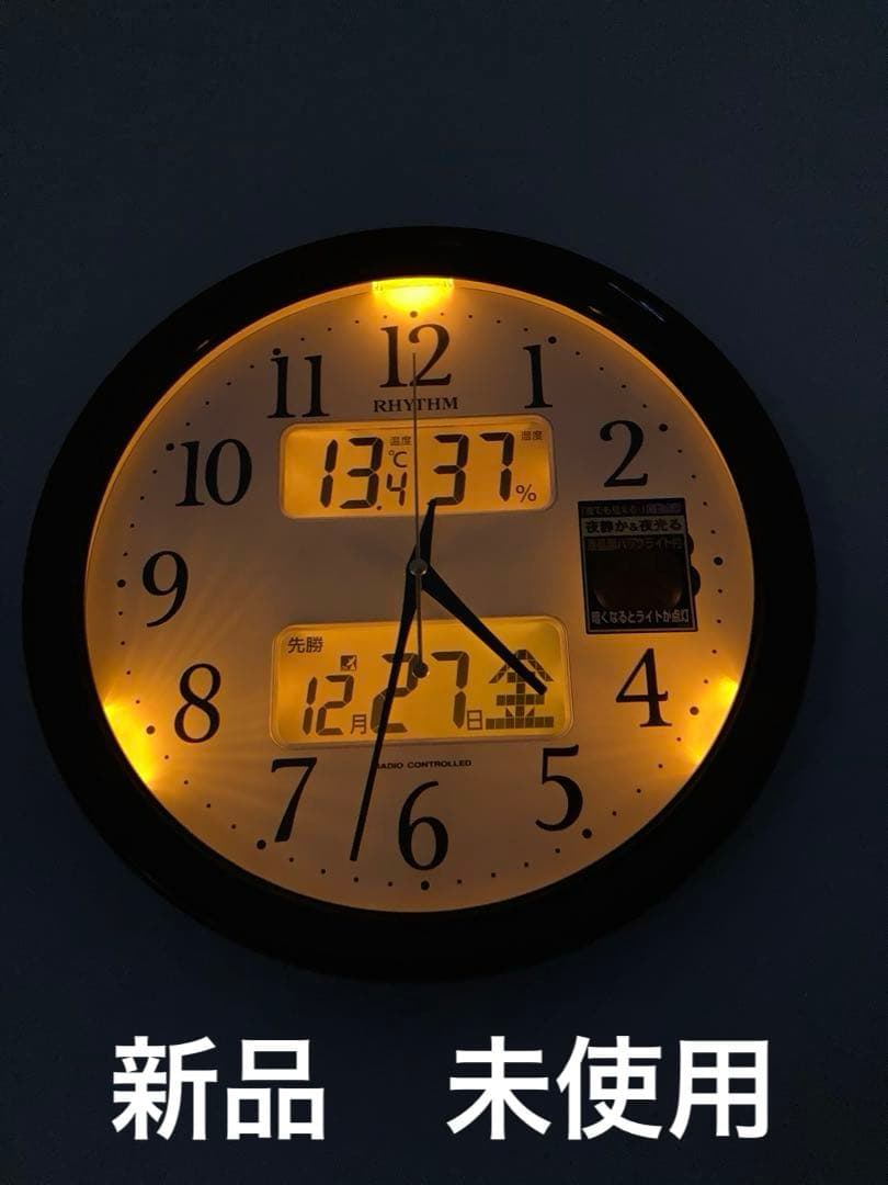 新品　未使用　温度湿度カレンダー六曜表示電波掛け時計　定価¥19,800-