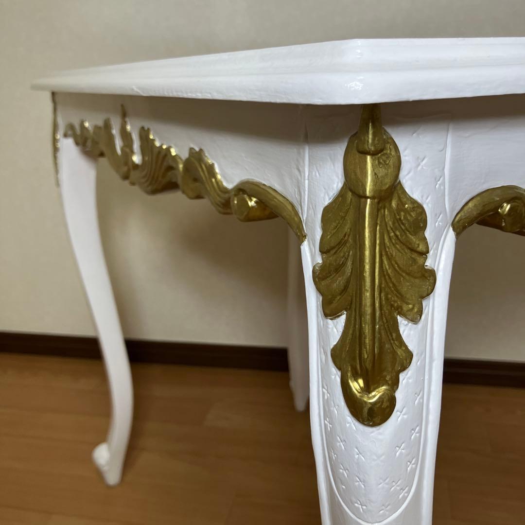 姫系　アンティーク風　猫足　ゴールドレリーフ　デスク　ロココ風