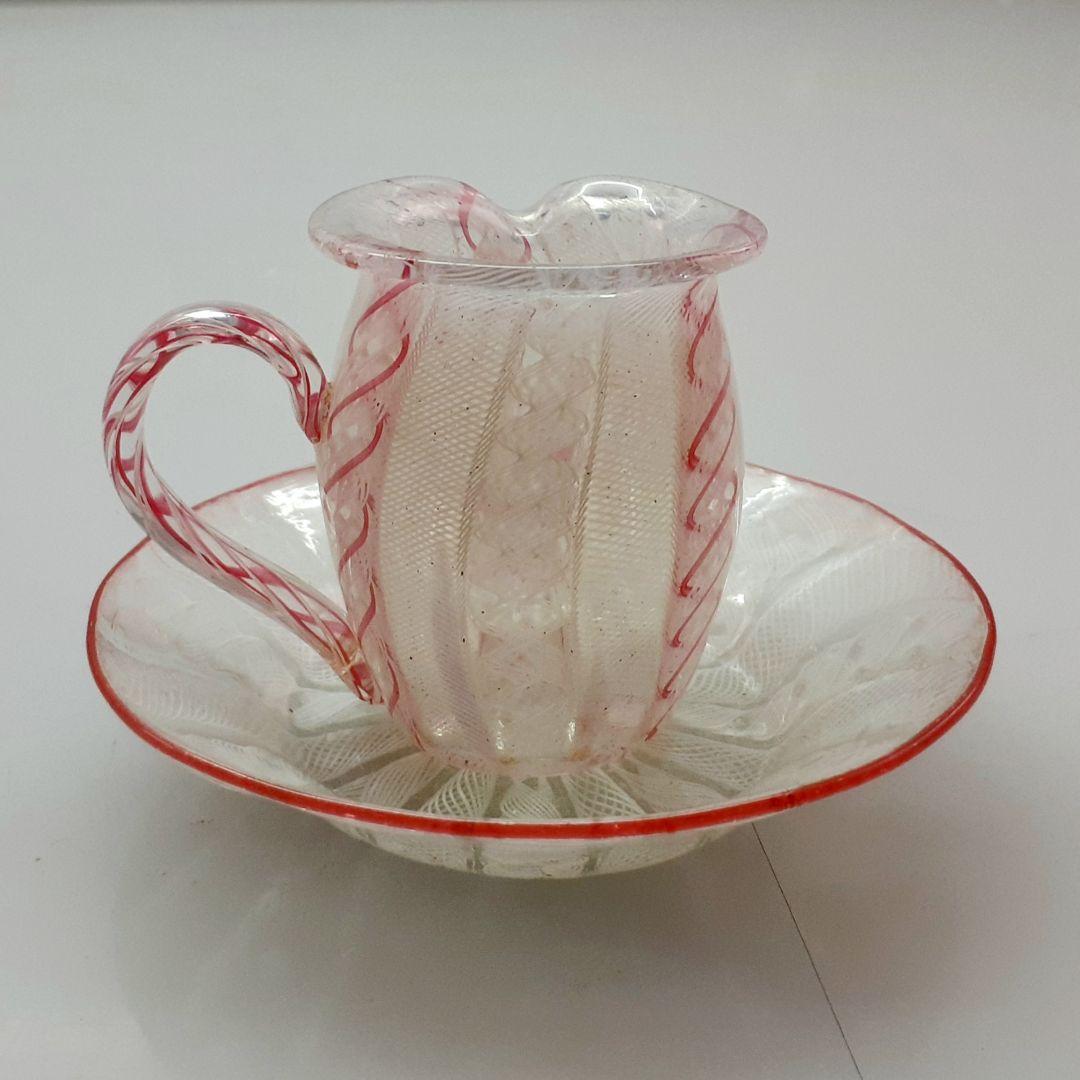 MURANO アンティーク ムラノ ピンク レース ミルクピッチャー