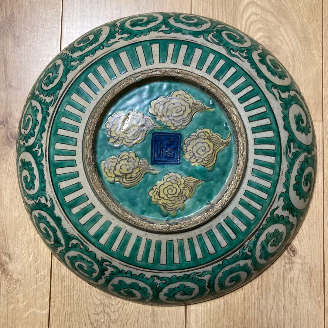 骨董品　大皿　花鳥絵