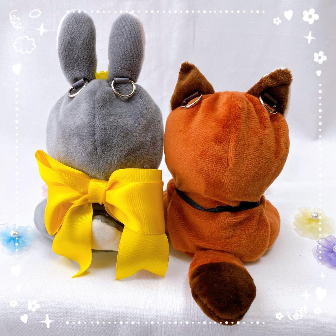 【ウサギ・キツネＣ】ほわぬいサイズ着ぐるみ/Dカン・裏地付きハンドメイドぬい服