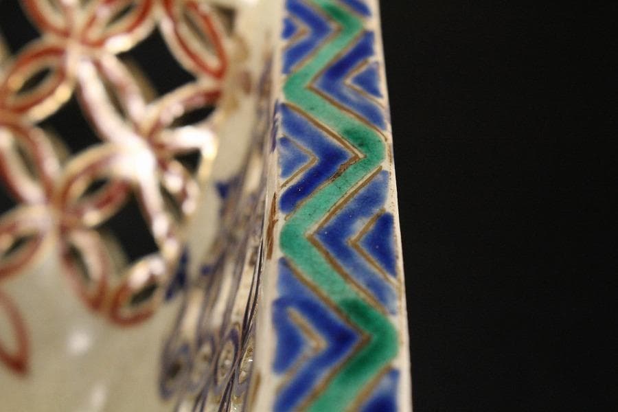 名品 古清水 色絵 透かし 六角鉢 京都個人蔵 茶道具伝来