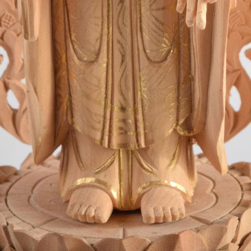 仏教美術　柘植彫刻　西立弥陀像　仏像　華鬘台　C　8845