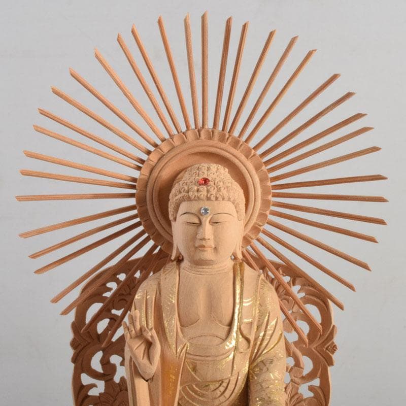 仏教美術　柘植彫刻　西立弥陀像　仏像　華鬘台　C　8845