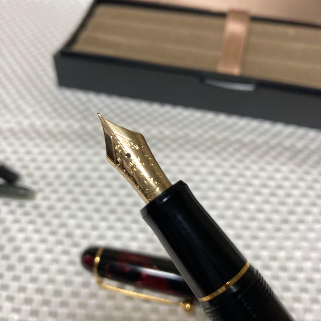 PILOT 万年筆 黒と赤のマーブル