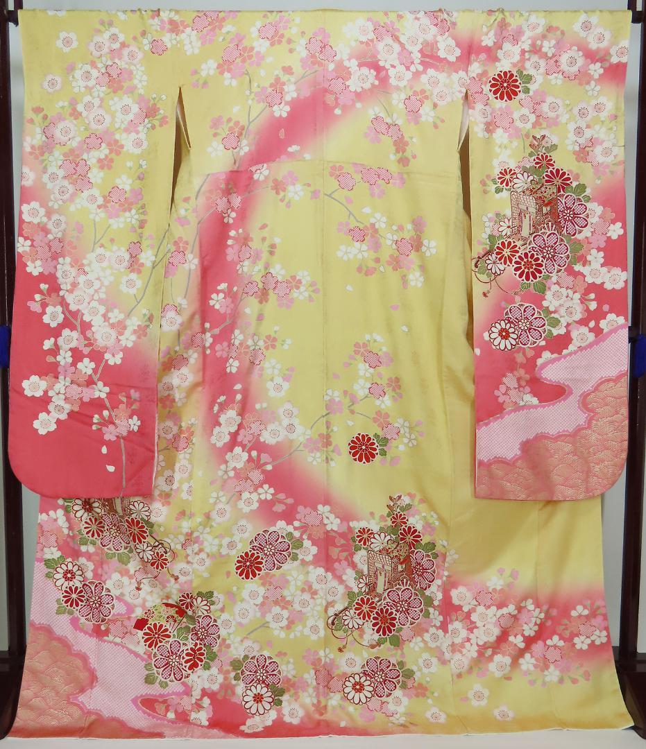 要事前確認　振袖　正絹　裄68.5　身丈170　パールトン　3355rym