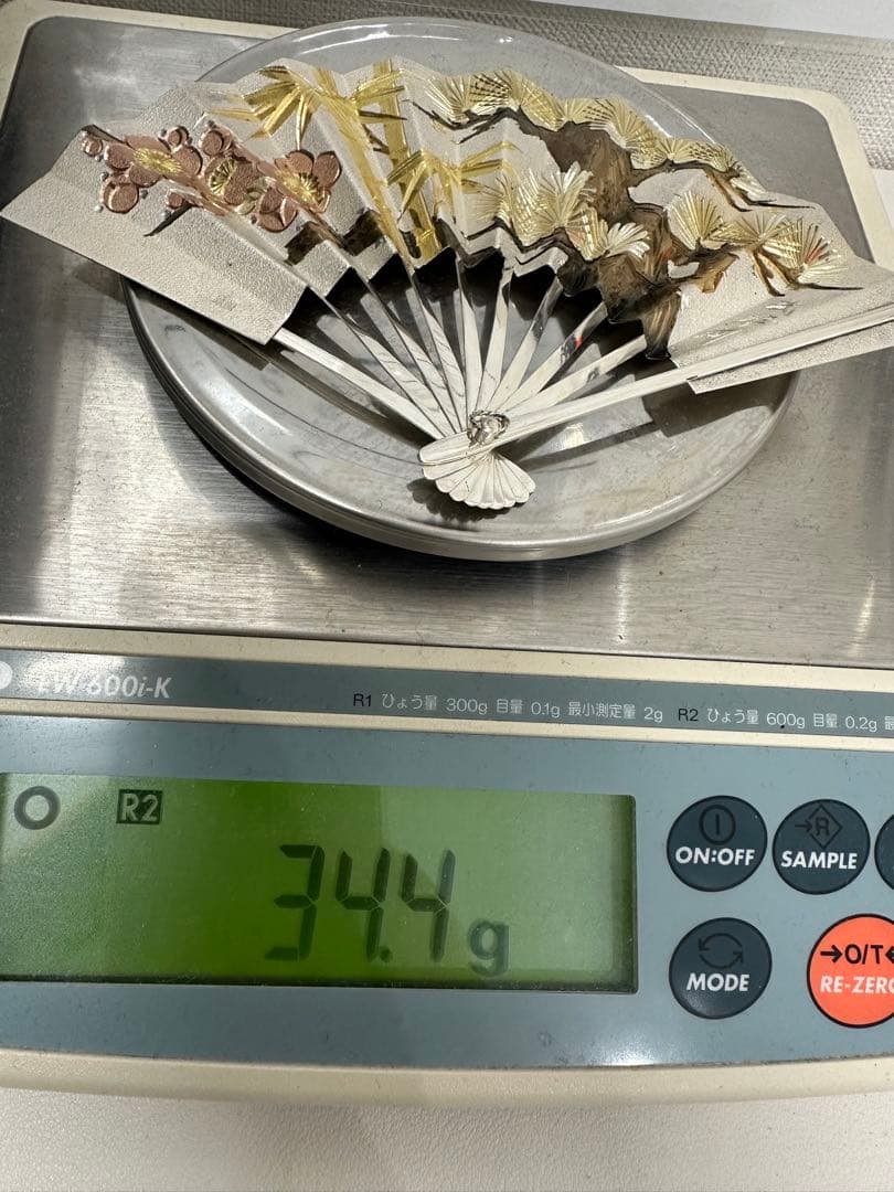 純銀製飾り扇　武峰作　銀細工