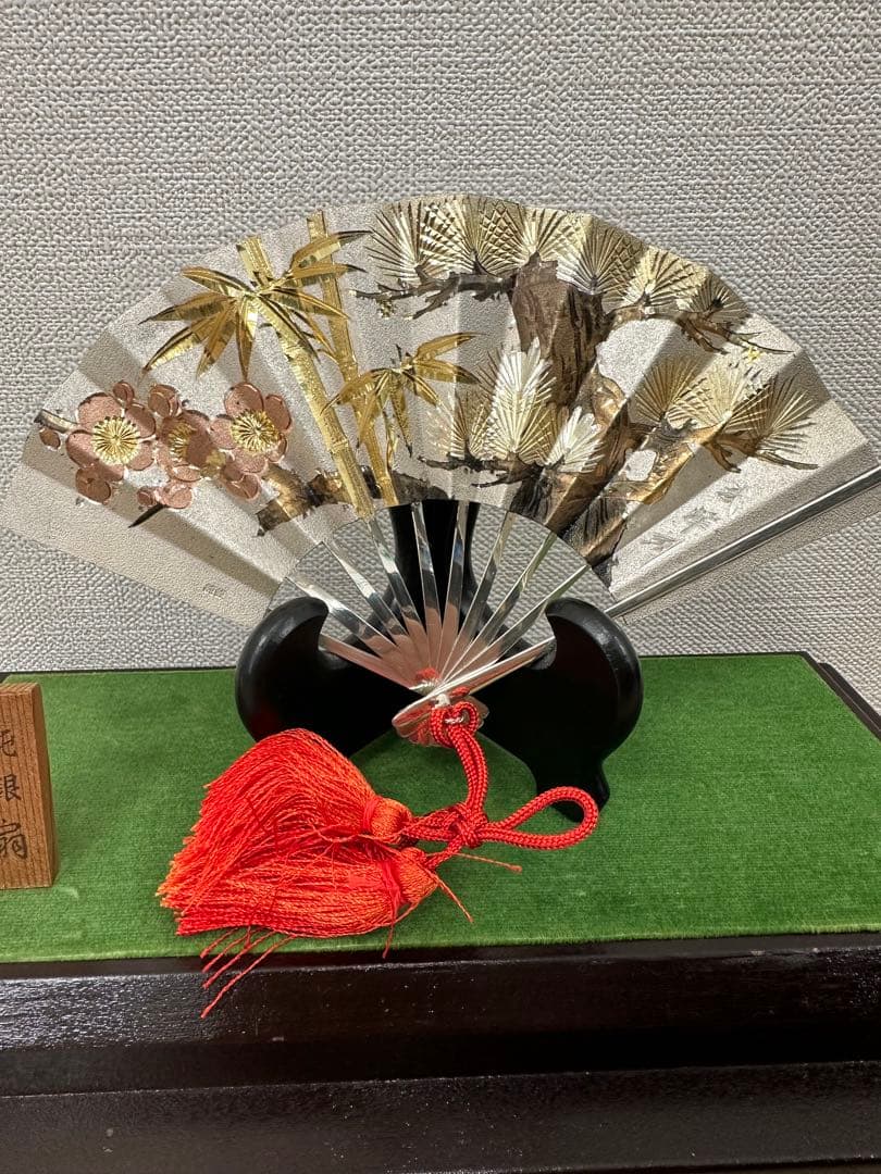純銀製飾り扇　武峰作　銀細工